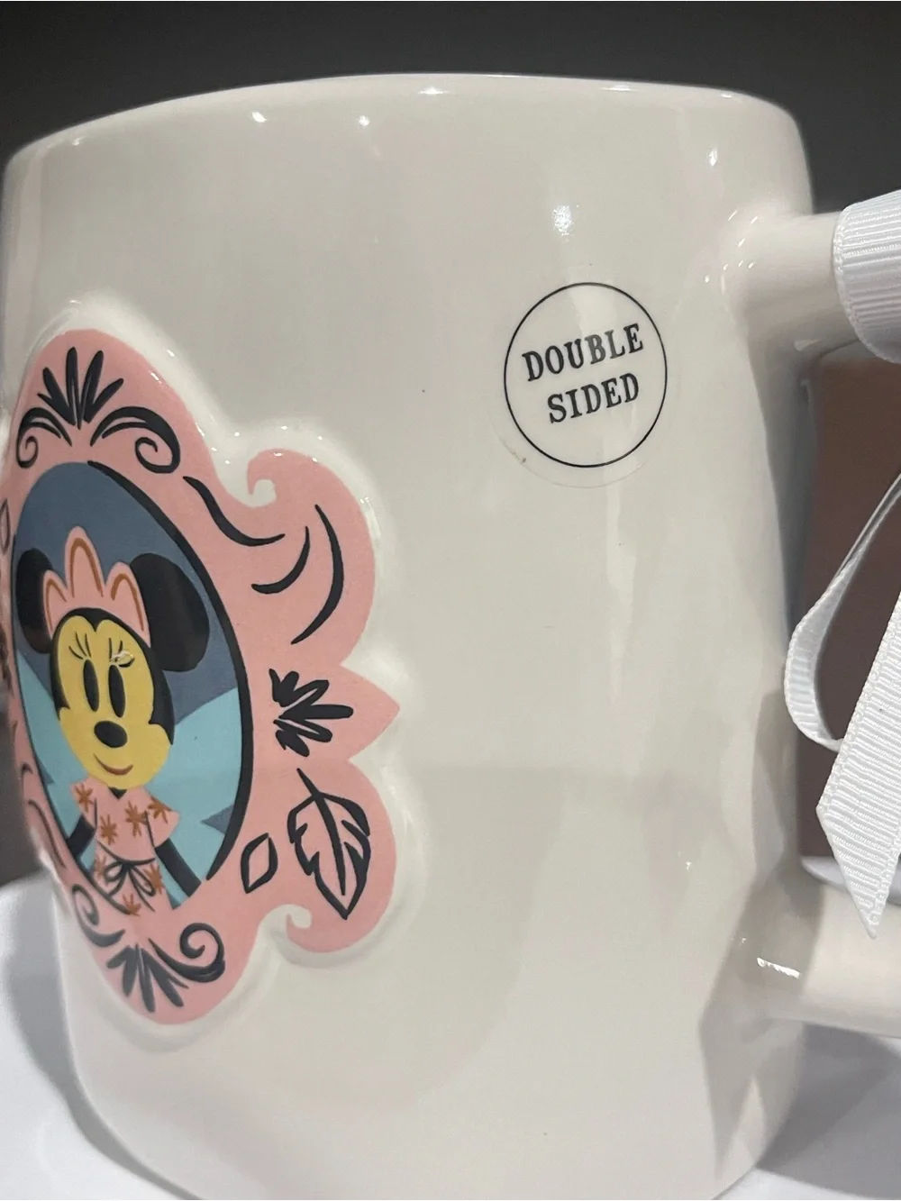 Disney Minnie Mouse Cream Mug with Pink Frame and Blue Accent